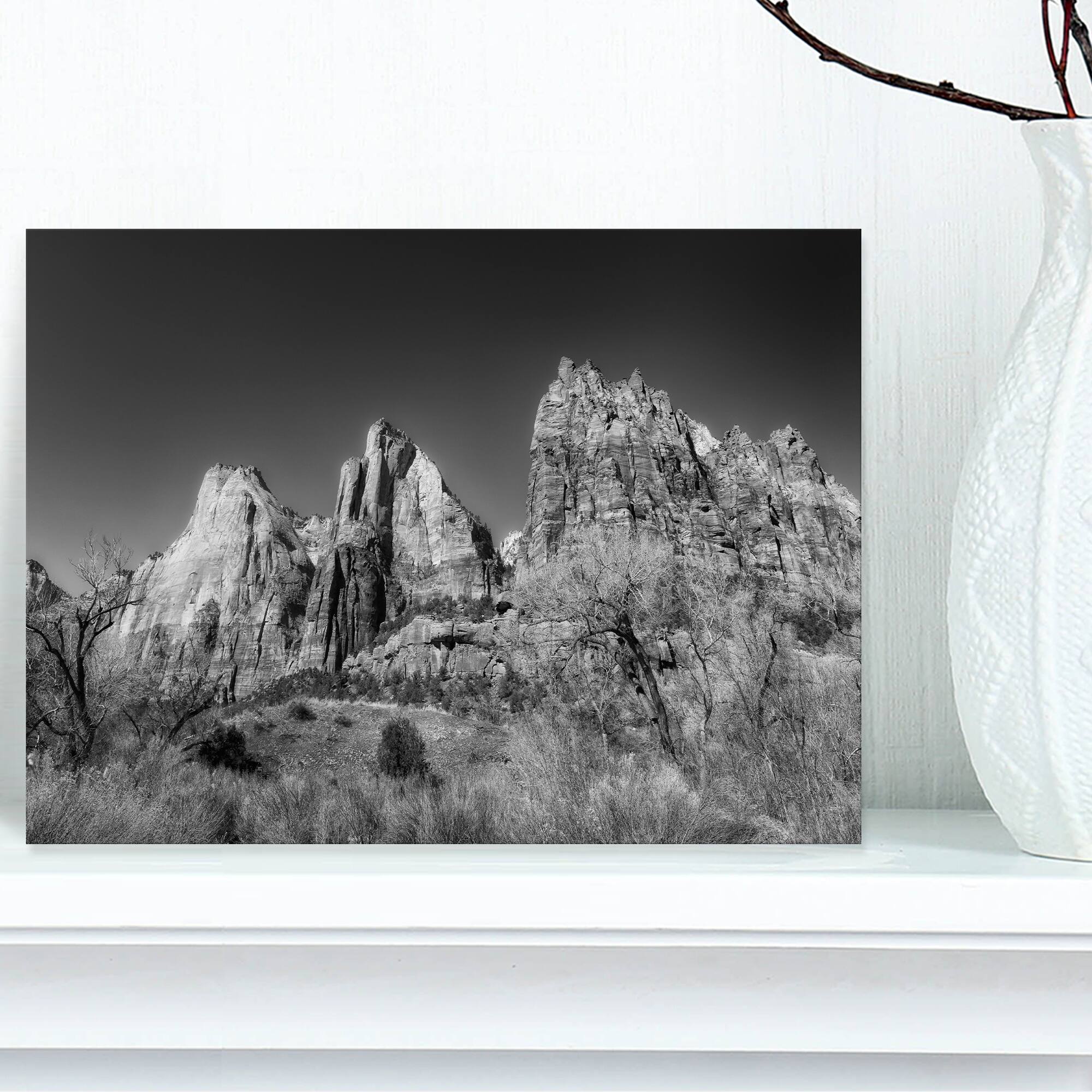 Designart - Rising Red Rocks Black and White